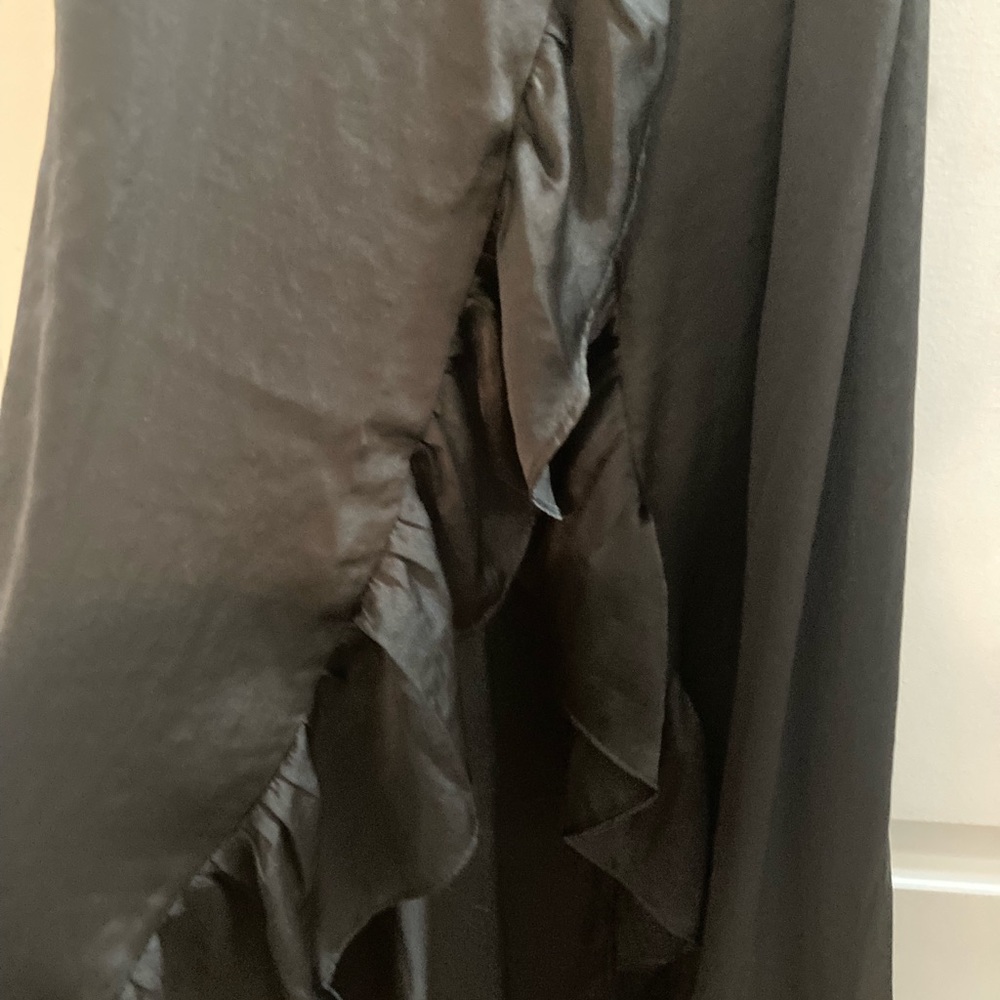 Black/NWT ruffle wrap dress/Intimate line! MIDI length on me 5’2,slit at knee - Picture 4 of 5